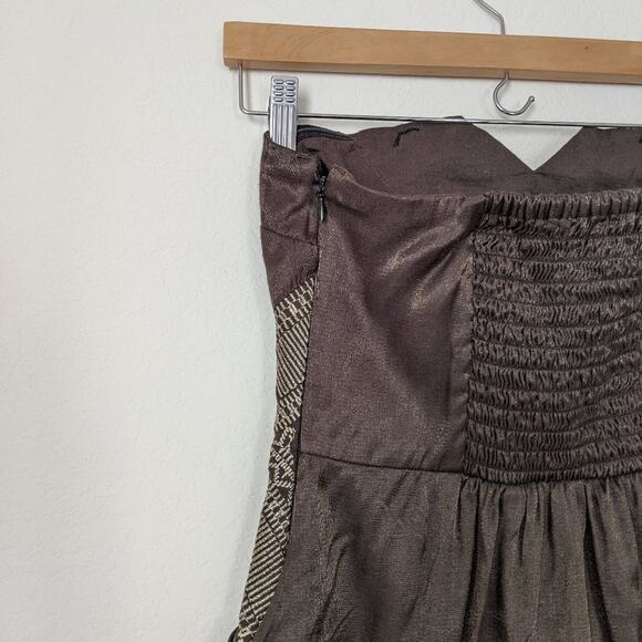 ECOTE Strapless Dress Metallic Tribal Mini Tube Party Cocktail Medium Juniors - Picture 2 of 8